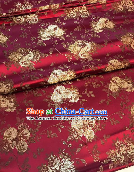 Asian Chinese Traditional Palace Pattern Wine Red Brocade Fabric Silk Fabric Chinese Fabric Material