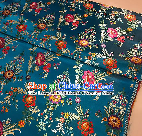 Asian Blue Brocade Chinese Traditional Begonia Pattern Fabric Silk Fabric Chinese Fabric Material