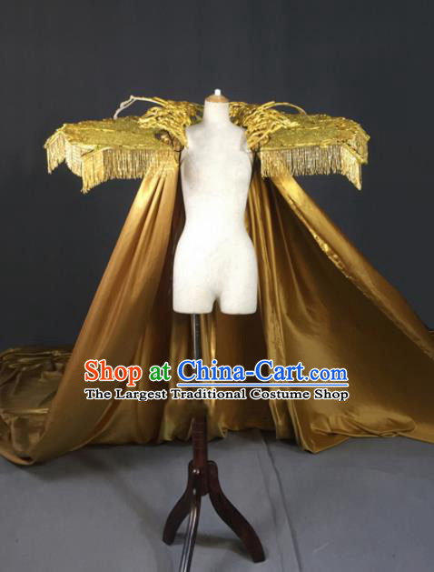 Top Grade Modern Fancywork Costumes Catwalks Golden Cloak for Women