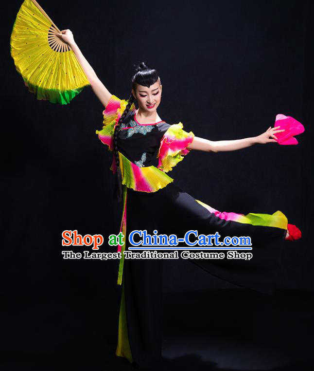 Chinese Traditional Yangko Dance Black Clothing Classical Dance Costume for Women