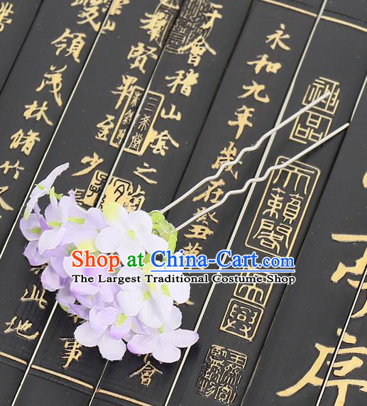 Chinese Traditional Hair Accessories Ancient Tang Dynasty Purple Flowers Hairpins for Women