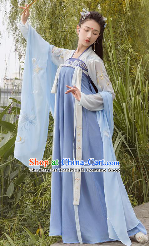 Chinese Traditional Tang Dynasty Princess Costume Ancient Embroidered Hanfu Dress for Rich Women