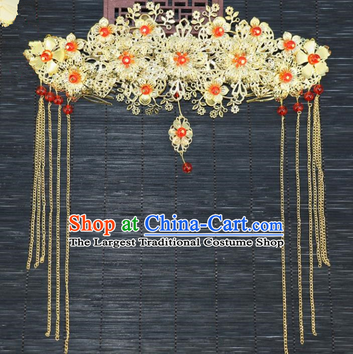 Chinese Traditional Hair Accessories Ancient Hanfu Flowers Phoenix Coronet Hairpins for Women