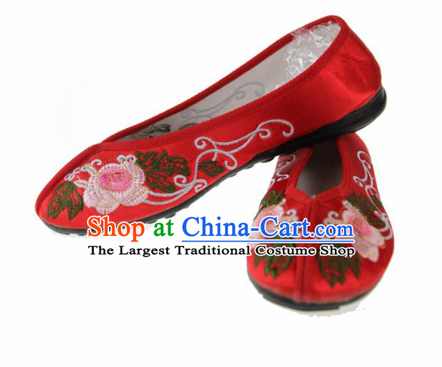 Asian Chinese Ancient Red Blood Stained Shoes Traditional Embroidered Shoes for Women