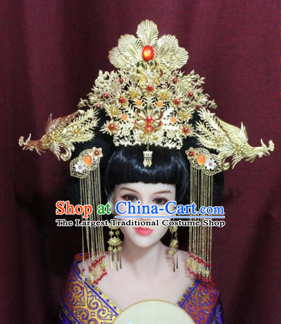 Chinese Ancient Palace Hair Accessories Handmade Han Dynasty Queen Phoenix Coronet Hairpins for Women