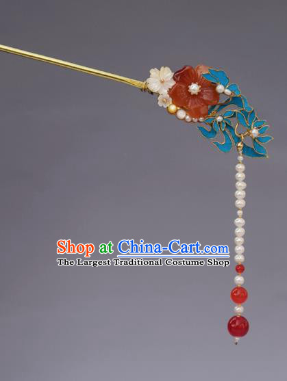 Chinese Ancient Qing Dynasty Handmade Hair Accessories Pearls Tassel Hairpins for Women