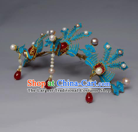Chinese Ancient Qing Dynasty Phoenix Hair Comb Hair Accessories Handmade Hairpins for Women