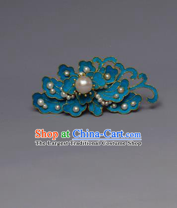 Chinese Ancient Qing Dynasty Flowers Pearls Hair Comb Hair Accessories Handmade Hairpins for Women
