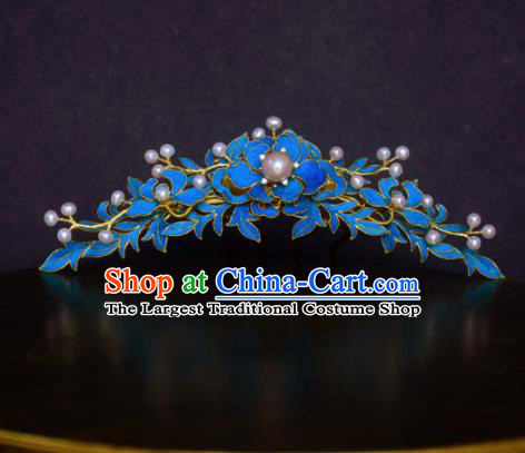 Chinese Handmade Princess Hanfu Hairpins Blueing Hair Comb Ancient Hair Accessories for Women