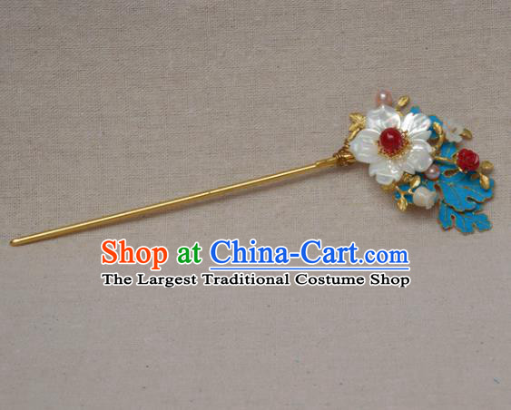 Chinese Ancient Qing Dynasty Princess Shell Hairpins Hair Accessories Handmade Hanfu Hair Clip for Women