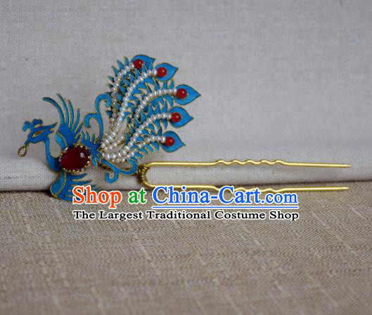 Chinese Handmade Qing Dynasty Palace Phoenix Hairpins Hair Accessories Ancient Hanfu Hair Clip for Women