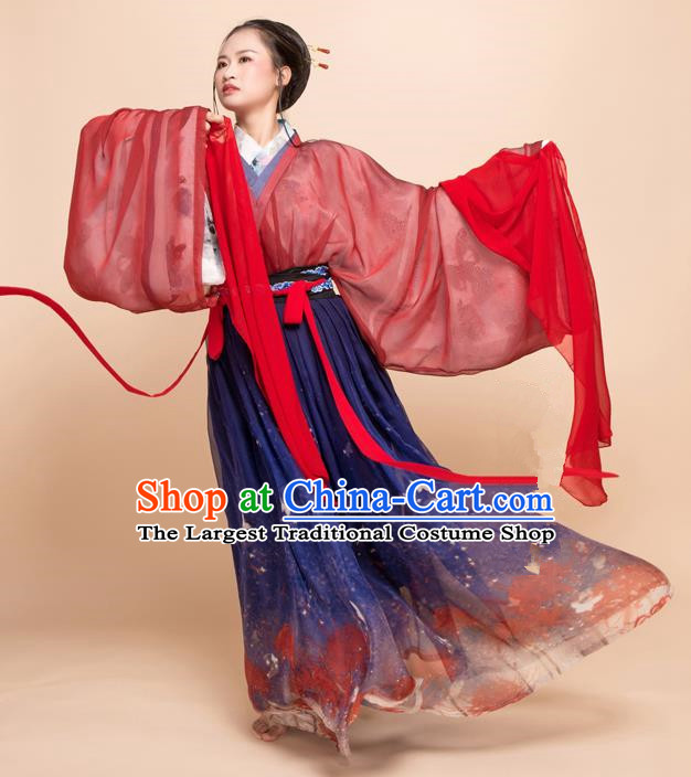 Traditional Chinese Ancient Jin Dynasty Princess Embroidered Costumes for Women