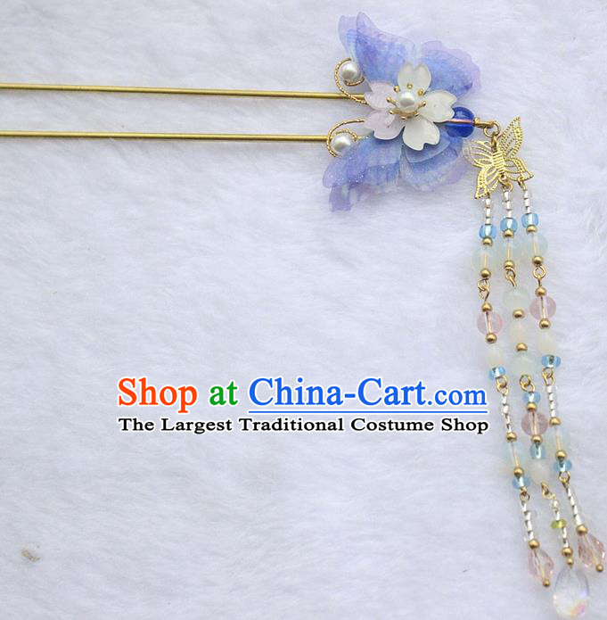 Chinese Ancient Hair Accessories Hanfu Butterfly Step Shake Handmade Hairpins for Women