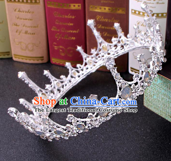 Top Grade Bride Hair Accessories Wedding Baroque Queen White Royal Crown for Women
