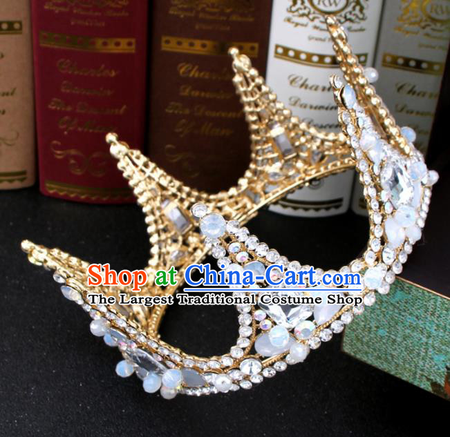 Top Grade Bride Hair Accessories Wedding Baroque Queen Round Crystal Royal Crown for Women