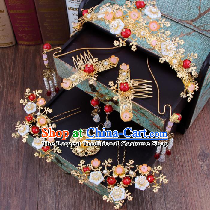 Chinese Ancient Bride Hair Accessories Complete Set XiuHe Suit Hair Clasp Hanfu Handmade Hairpins for Women