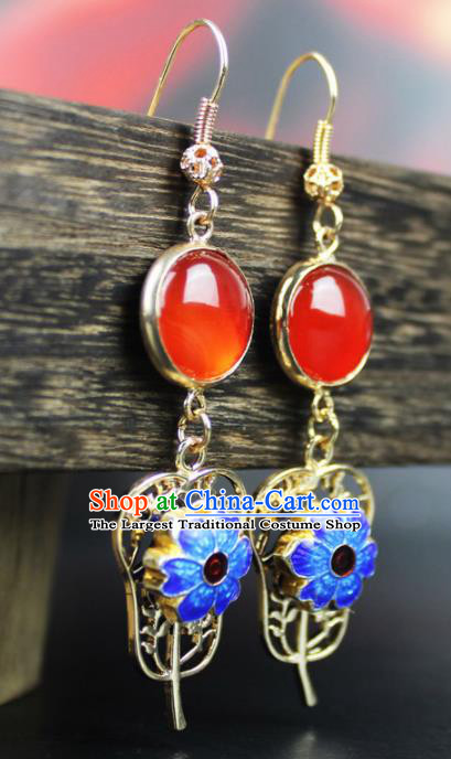 Top Grade Chinese Jewelry Accessories Wedding Hanfu Blueing Earrings for Women