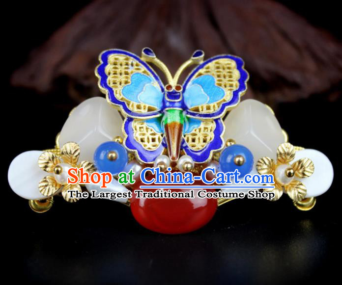 Chinese Ancient Handmade Hanfu Blueing Butterfly Hair Claw Hairpins Hair Accessories for Women