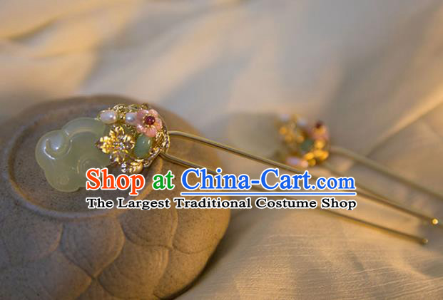 Chinese Ancient Handmade Hanfu Jade Hairpins Hair Accessories for Women