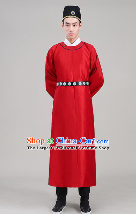 Traditional Chinese Ancient Tang Dynasty Swordsman Costume Officials Red Robe for Men