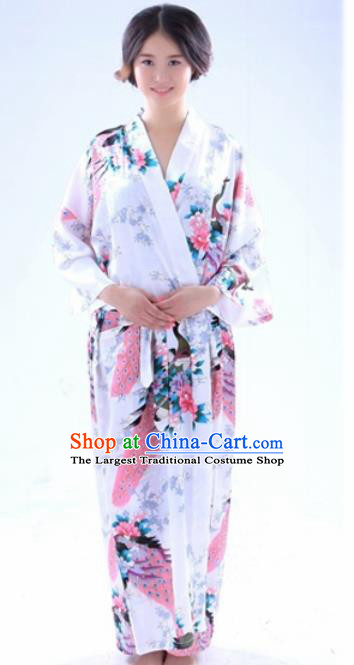 Traditional Japanese Costumes Asian Japan Kimono White Yukata for Women