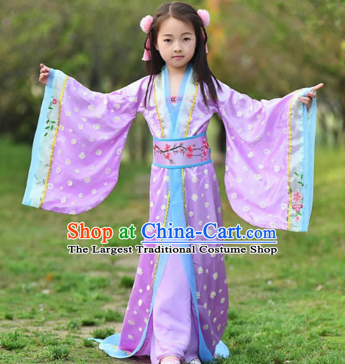Chinese Ancient Tang Dynasty Princess Costumes Traditional Hanfu Dress for Kids