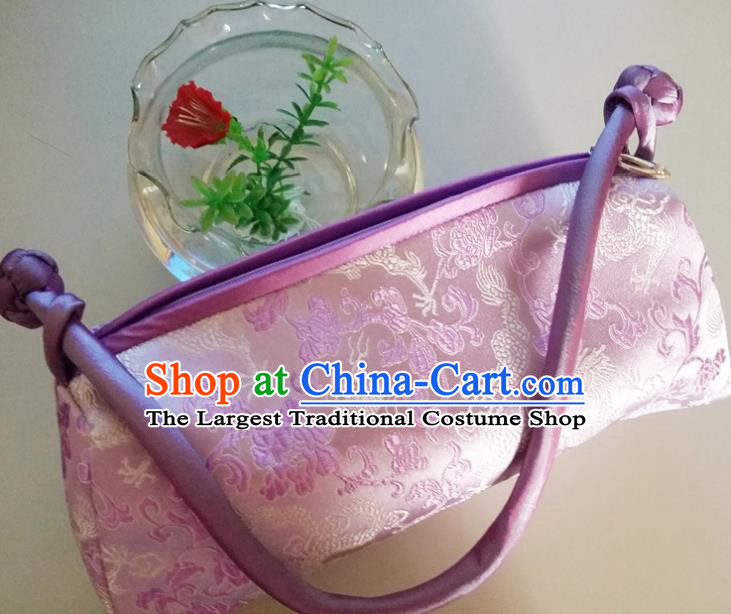 Traditional Chinese Brocade Bag Pink Silk Handbag for Women