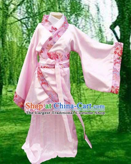 Chinese Ancient Fairy Pink Hanfu Dress Han Dynasty Princess Costume for Kids