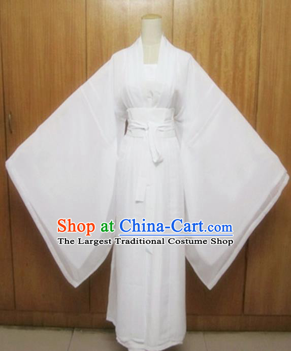 Traditional Chinese Tang Dynasty Costume Ancient Princess White Hanfu Dress for Women