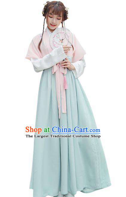 Chinese Ancient Tang Dynasty Princess Hanfu Dress Embroidered Costume for Rich Women