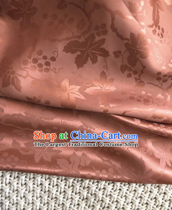 Asian Chinese Traditional Fabric Classical Grape Pattern Pink Brocade Cheongsam Cloth Silk Fabric