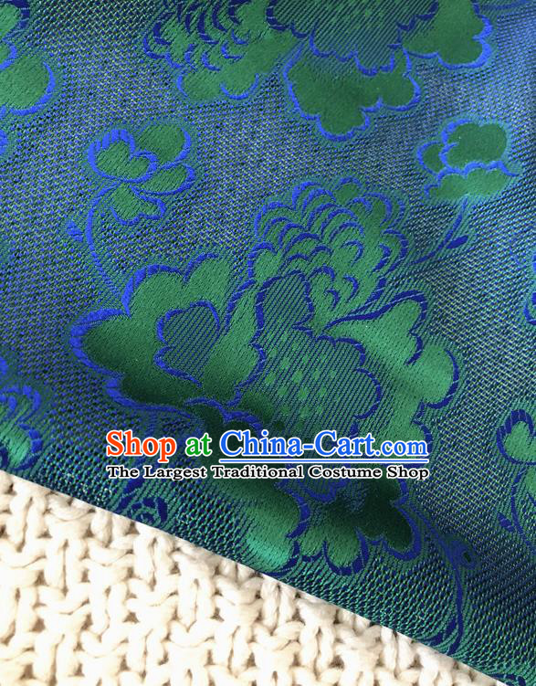 Asian Chinese Traditional Fabric Classical Pattern Green Brocade Cheongsam Cloth Silk Fabric