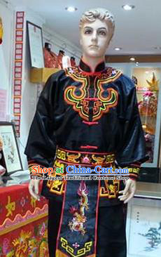 Traditional Chinese Beijing Opera Swordsman Black Costume Takefu Embroidered Clothing for Adults