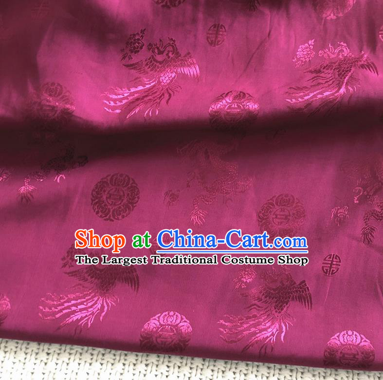 Asian Chinese Traditional Fabric Palace Phoenix Pattern Rosy Brocade Cloth Silk Fabric