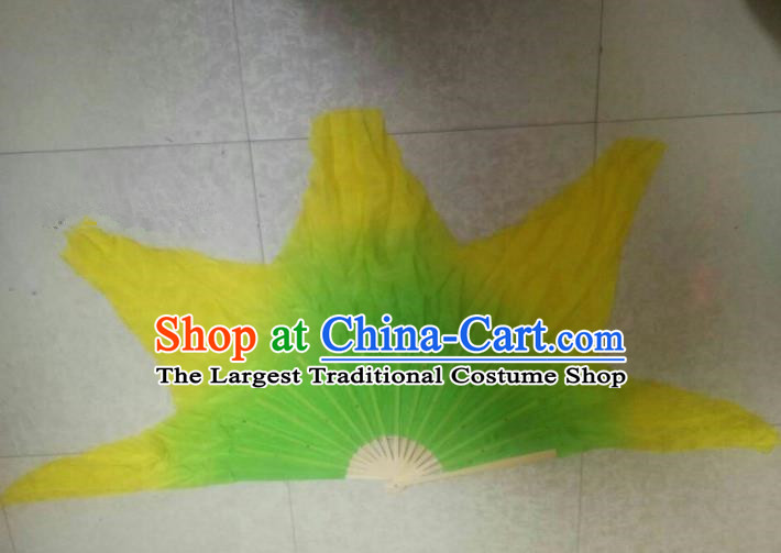 Traditional Chinese Crafts Folding Fan China Folk Dance Fans Green Silk Fans