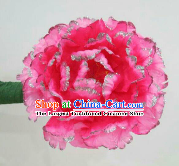 Traditional Chinese Folk Dance Accessories Opening Dance Pink Peony Flower for Women