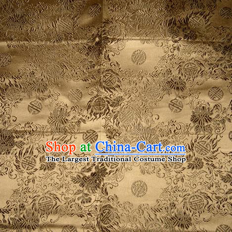 Chinese Traditional Bronze Silk Fabric Tang Suit Brocade Cheongsam Flowers Pattern Cloth Material Drapery