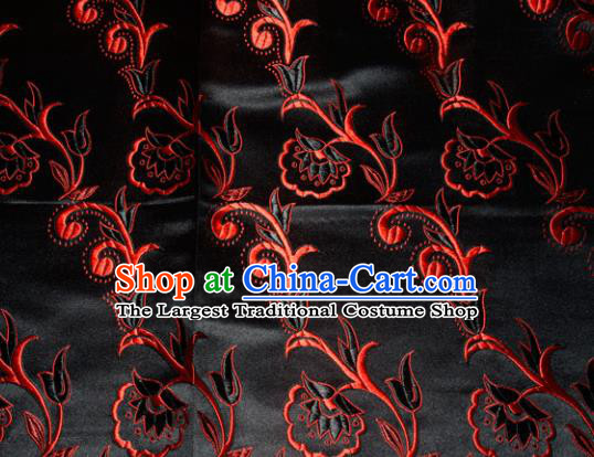 Chinese Traditional Black Silk Fabric Tang Suit Brocade Cloth Cheongsam Material Drapery