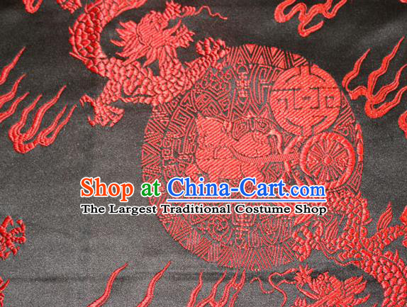 Chinese Traditional Silk Fabric Red Dragons Pattern Tang Suit Brocade Cloth Cheongsam Material Drapery