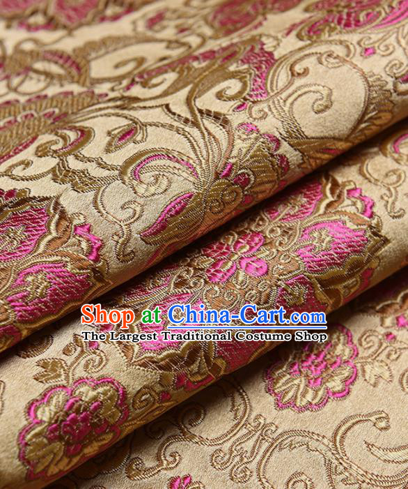 Chinese Traditional Silk Fabric Tang Suit Golden Brocade Cloth Cheongsam Material Drapery