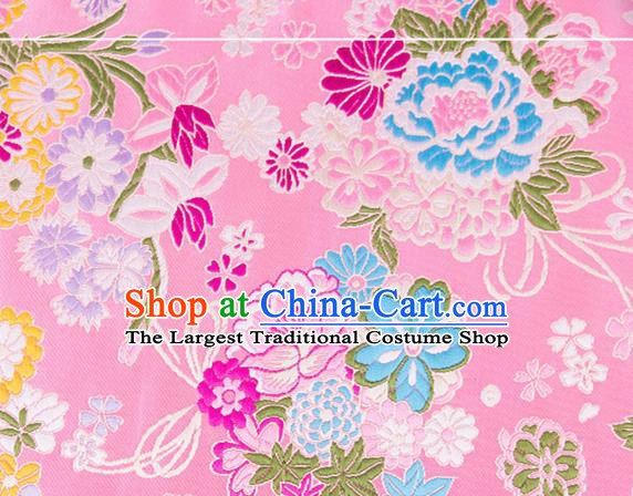 Chinese Traditional Brocade Fabric Tang Suit Pink Silk Cloth Cheongsam Material Drapery