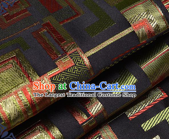 Chinese Traditional Tang Suit Nanjing Brocade Black Fabric Silk Cloth Cheongsam Material Drapery
