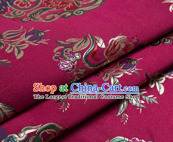 Chinese Traditional Palace Pattern Tang Suit Brocade Rosy Fabric Silk Cloth Cheongsam Material Drapery