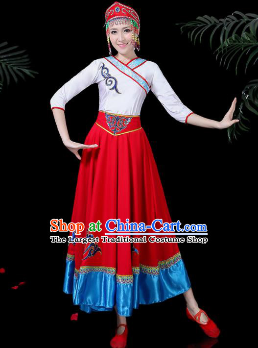 Chinese Traditional Mongolian Classical Dance Dress Mongol Minority Folk Dance Clothing for Women