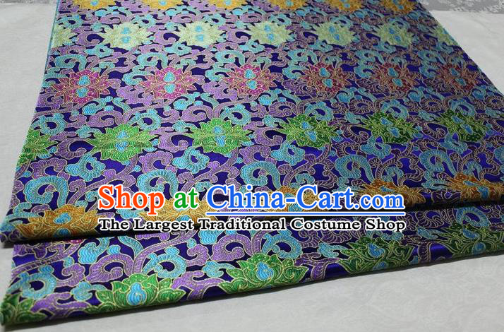 Chinese Traditional Cheongsam Cloth Tang Suit Palace Pattern Royalblue Brocade Fabric Silk Material Drapery