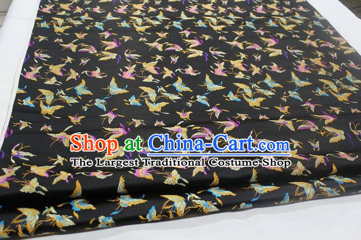 Chinese Traditional Cheongsam Cloth Tang Suit Butterfly Pattern Black Brocade Fabric Silk Material Drapery