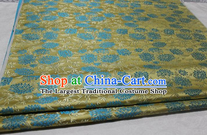 Chinese Traditional Cloth Cheongsam Yellow Brocade Fabric Tang Suit Silk Material Drapery
