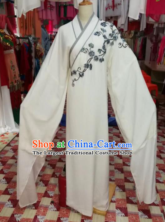 Chinese Traditional Beijing Opera White Robe Peking Opera Niche Costume for Adults