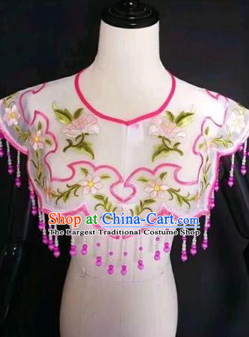 Chinese Traditional Beijing Opera Diva Accessories Peking Opera Costume Embroidered Rosy Cloud Tippet for Adults