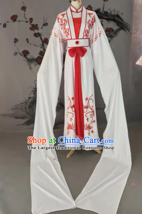 Chinese Traditional Beijing Opera Diva Embroidered Costume White Hanfu Dress for Adults